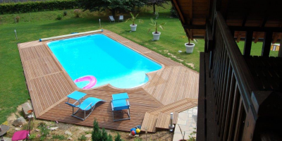 Terrasse piscine en Ipé à GUEUTEVILLE